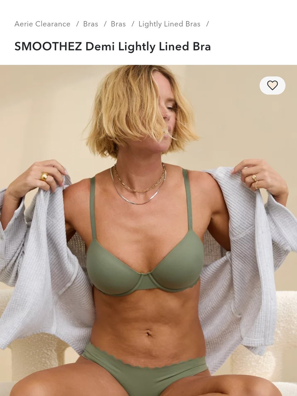 aerie SMOOTHEZ Demi Lightly Lined Bra - Olive Green